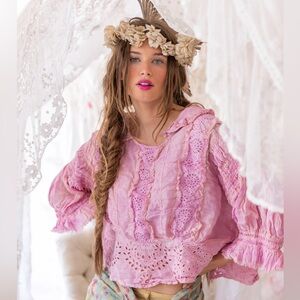 Pink Lace Bohemian Women's Top
